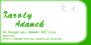 karoly adamek business card